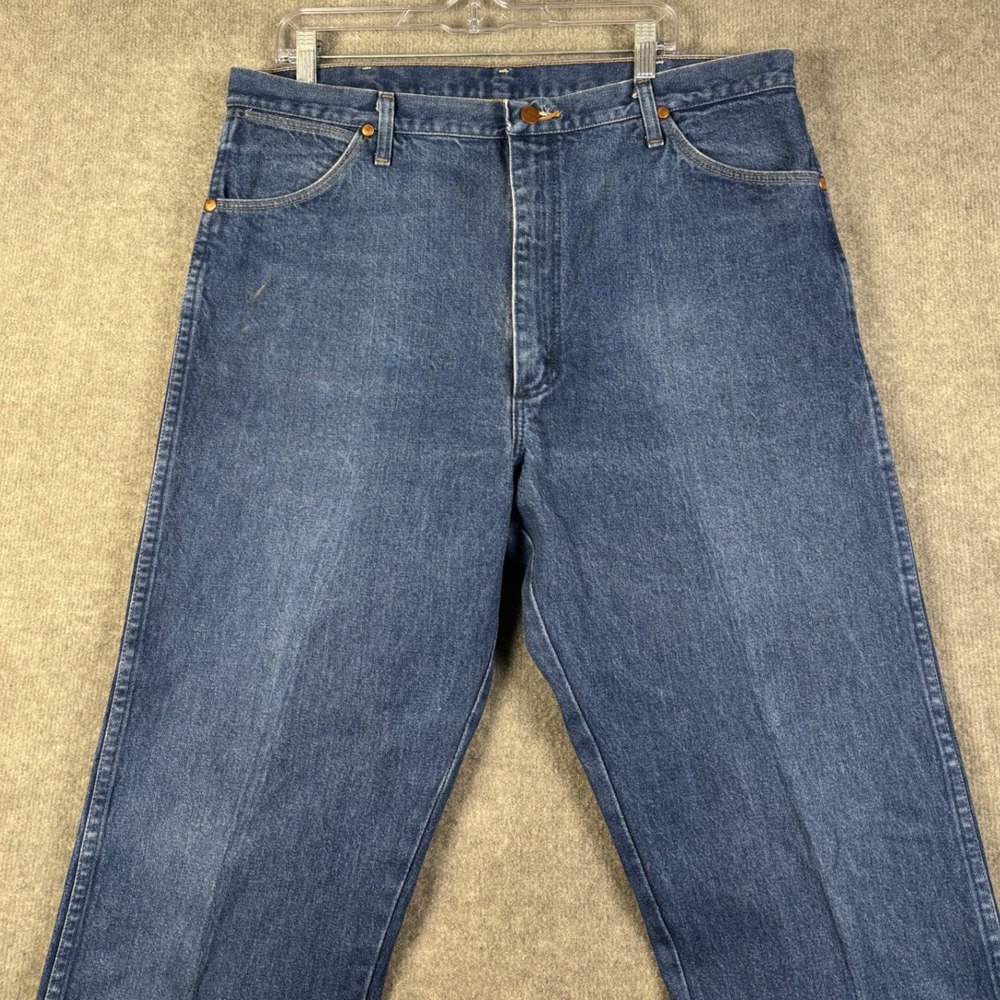 Wrangler 13MWZ Cowboy Cut Jeans High Rise Straight Leg 38x34 Blue Denim Mens - Picture 2 of 11